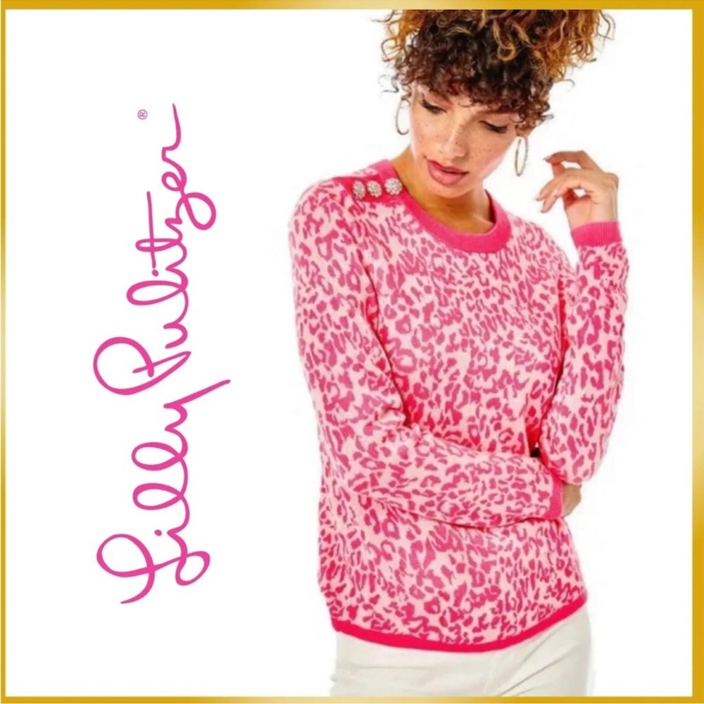 Lilly Pulitzer Pink Leopard Print Sweater